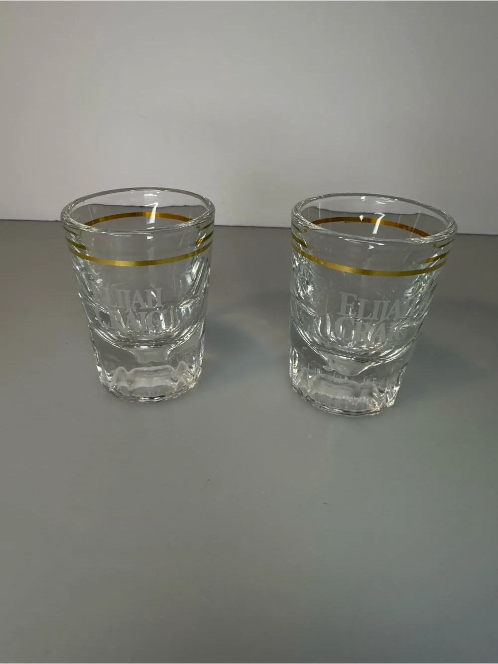 Elijah Craig Bourbon Shot Glasses with Gold Rim - Set of 2